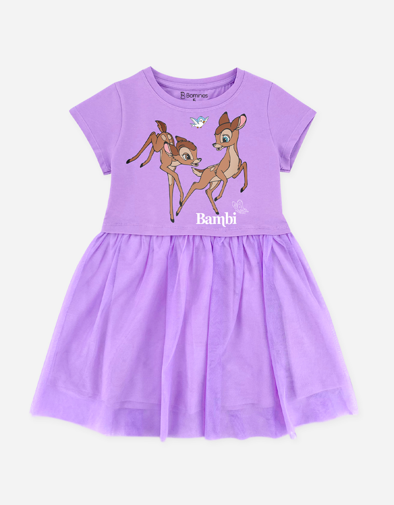 Váy bé gái tay ngắn Bambi phối lưới