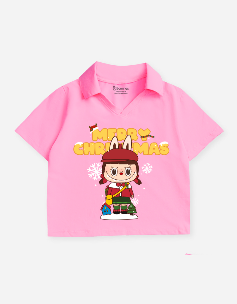 Áo bé gái croptop Labubu