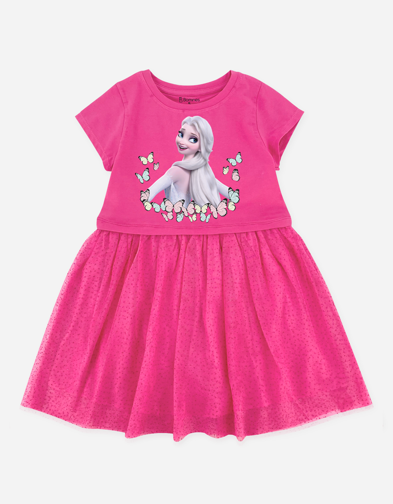 Váy bé gái tay ngắn Elsa phối lưới