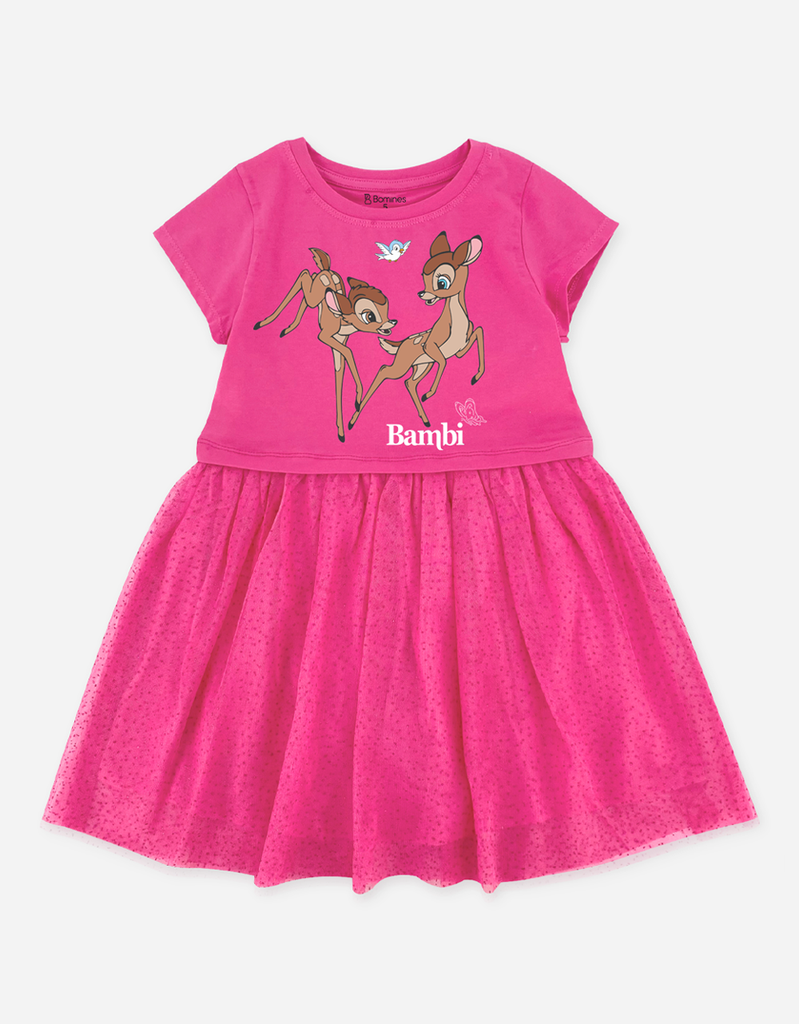 Váy bé gái tay ngắn Bambi phối lưới