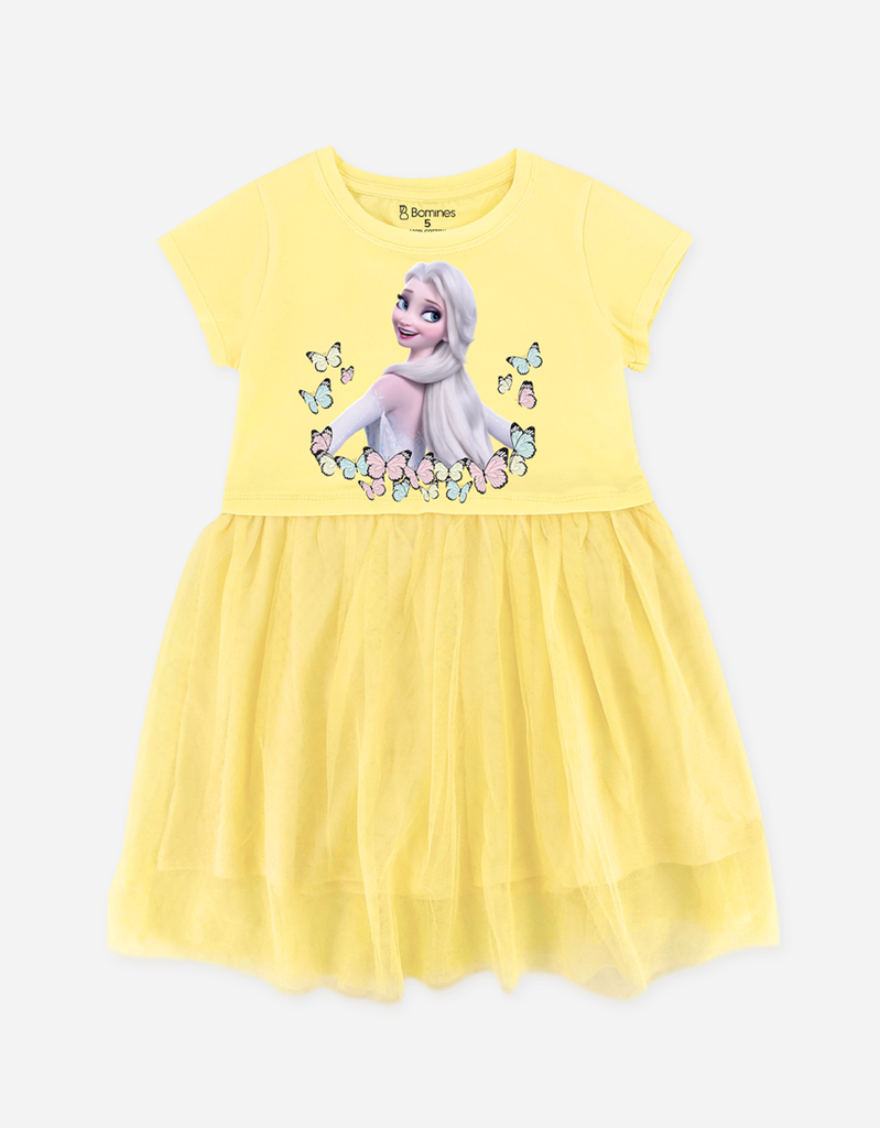 Váy bé gái tay ngắn Elsa phối lưới