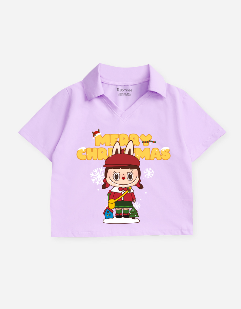 Áo bé gái croptop Labubu