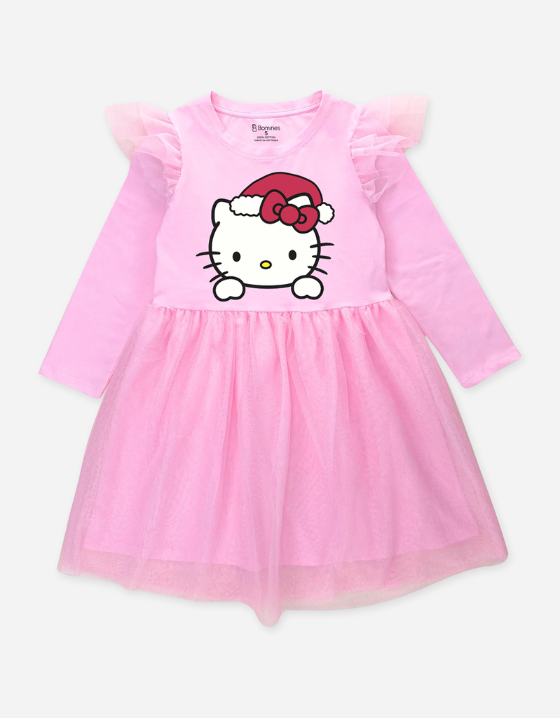 Váy Giáng sinh phối lưới tay dài