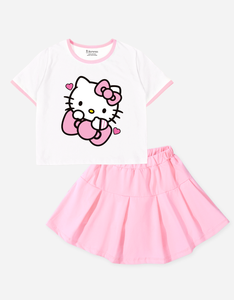 Set váy bé gái Hello Kitty Bomines