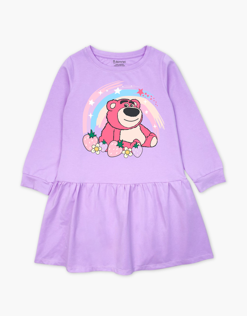 Váy bé gái mùa thu tay dài Gấu dâu Lotso