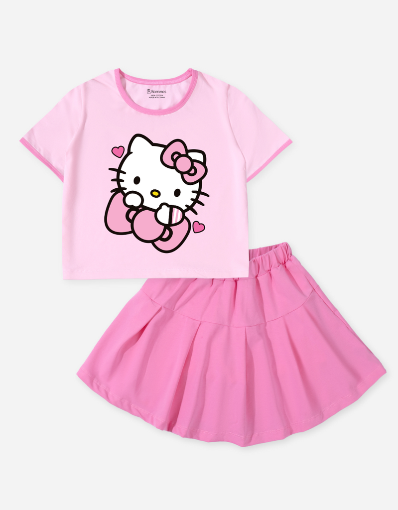 Set váy bé gái Hello Kitty Bomines