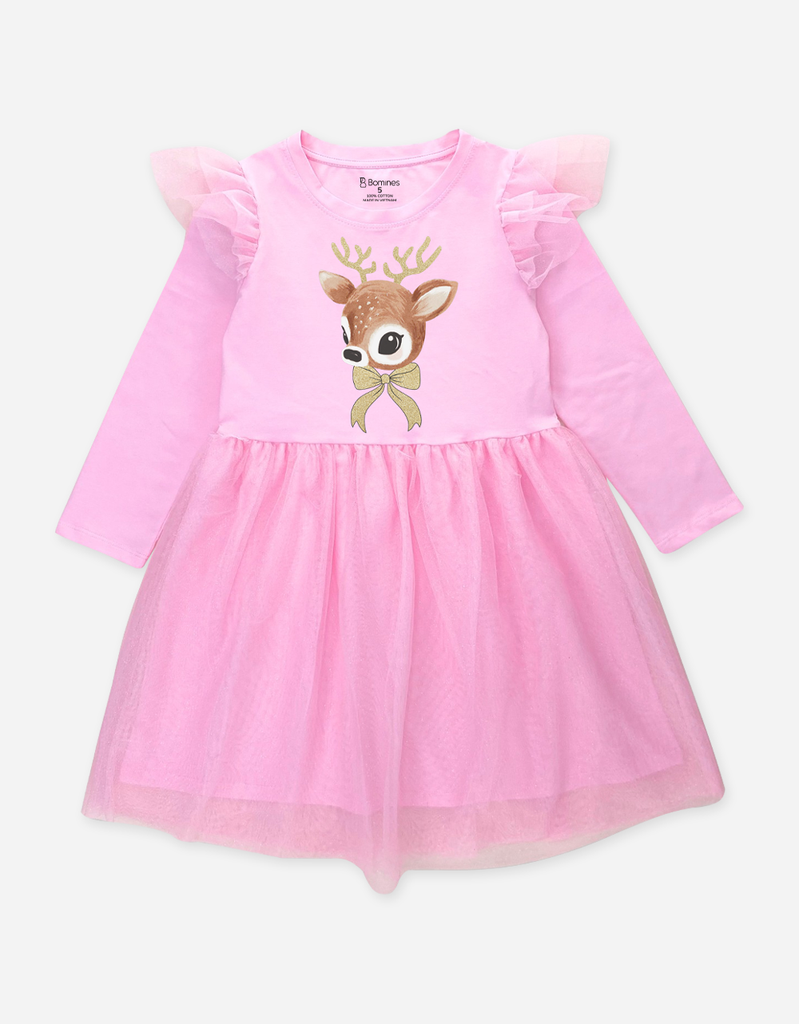 Váy Giáng sinh phối lưới tay dài