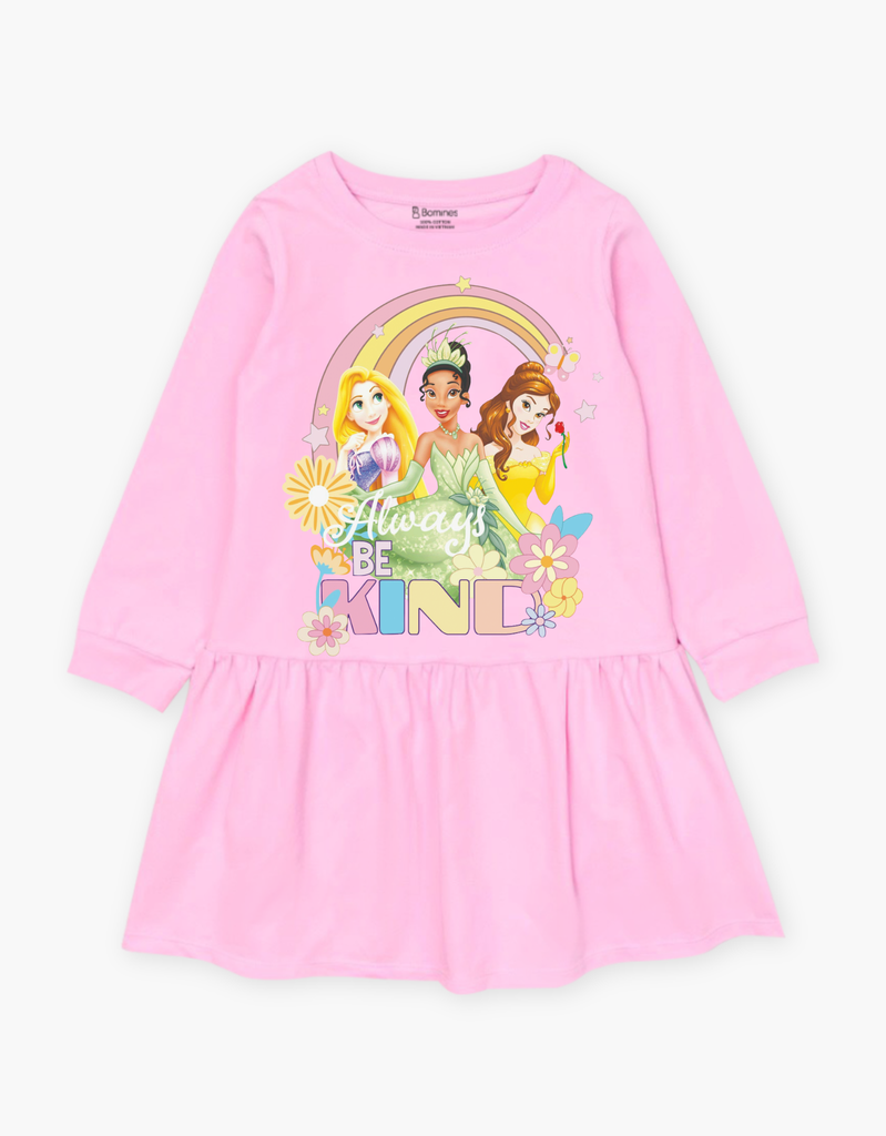 Váy bé gái tay dài mùa thu hoạ tiết công chúa