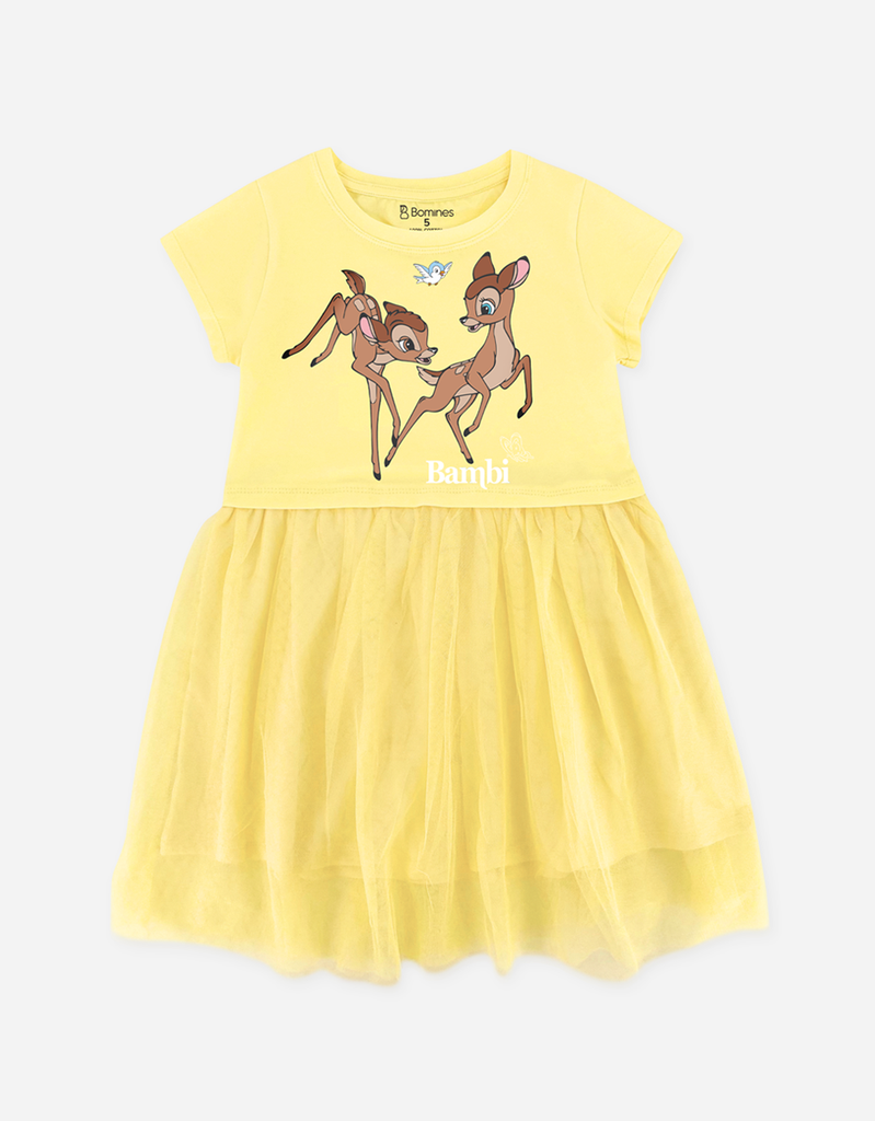 Váy bé gái tay ngắn Bambi phối lưới