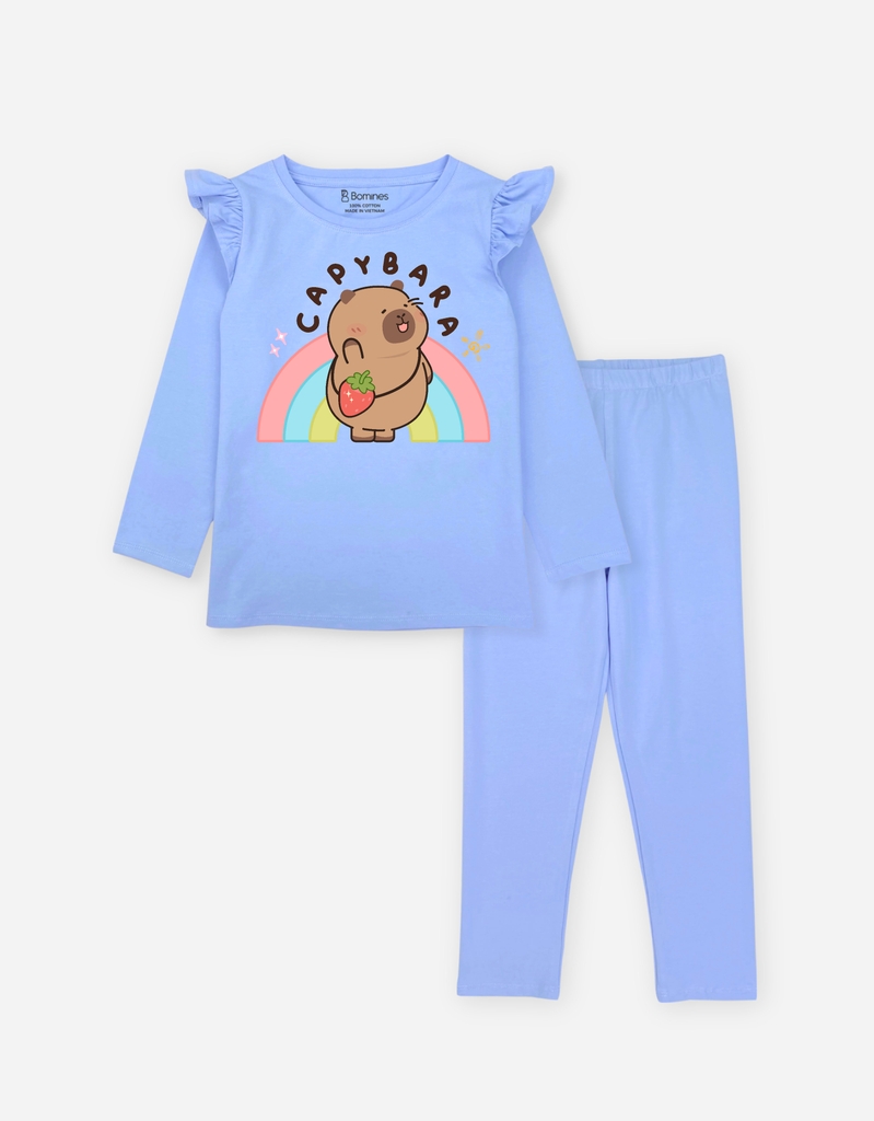 Đồ bộ bé gái tay dài mùa thu Capybara