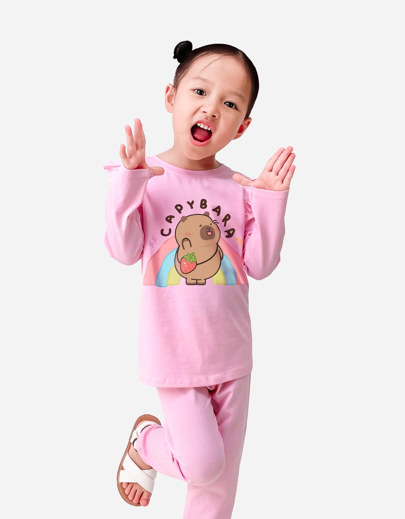 Đồ bộ bé gái tay dài mùa thu Capybara