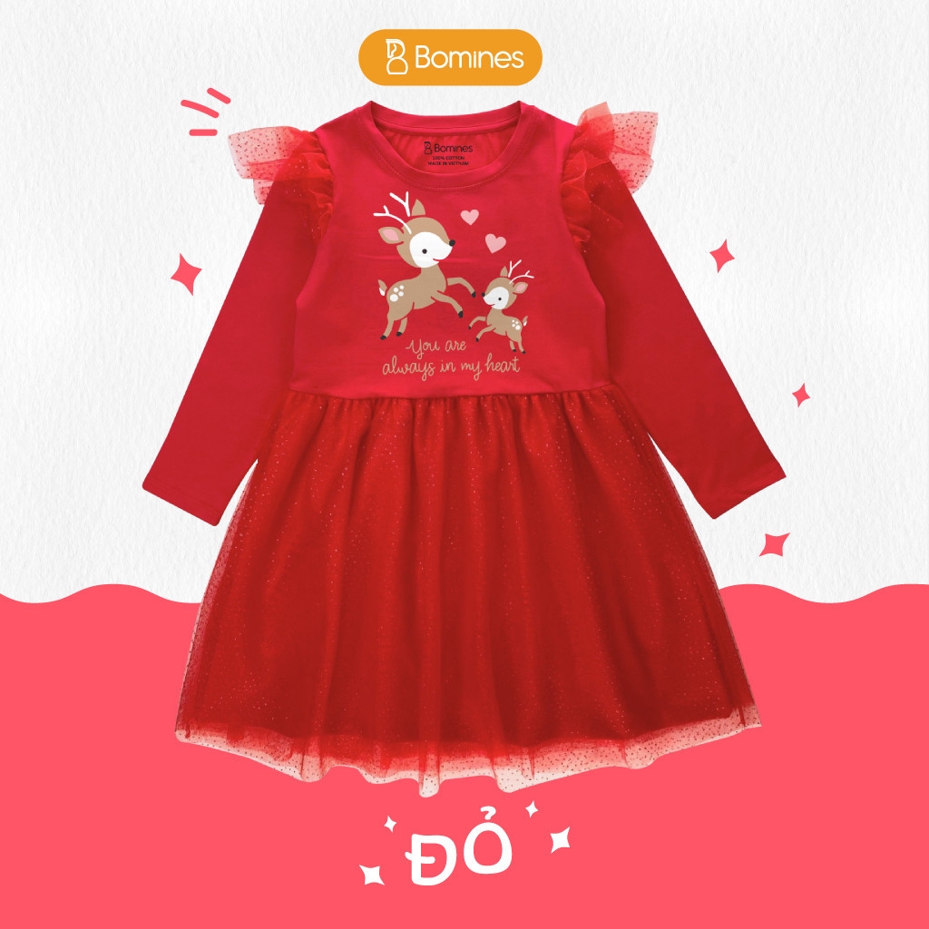 Váy Giáng sinh phối lưới tay dài