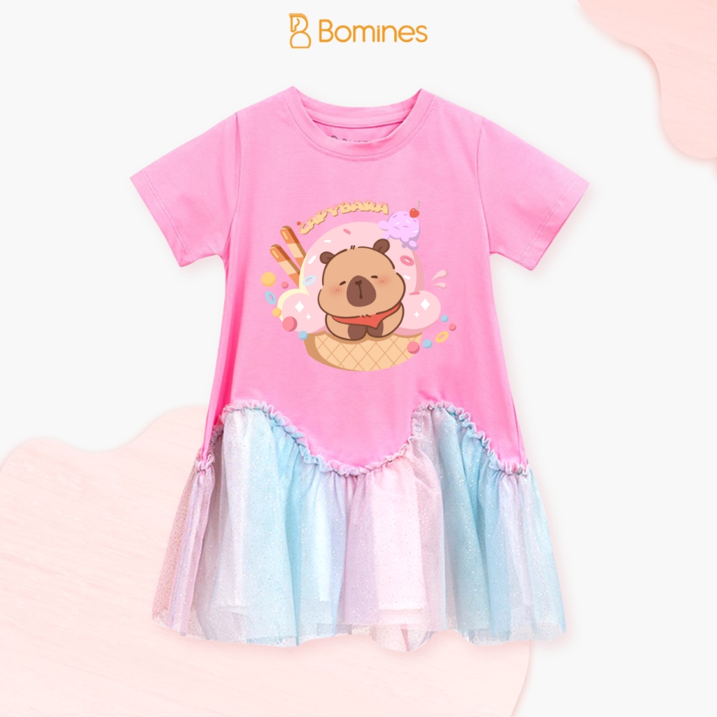 Váy bé gái phối lưới Capybara