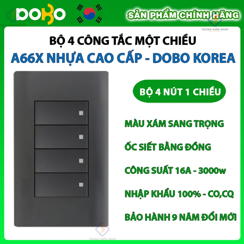 Bộ ổ cắm điện, công tắc điện A66X cao cấp DoBo Hàn Quốc - Nhập khẩu chính hãng - bảo hành 9 năm