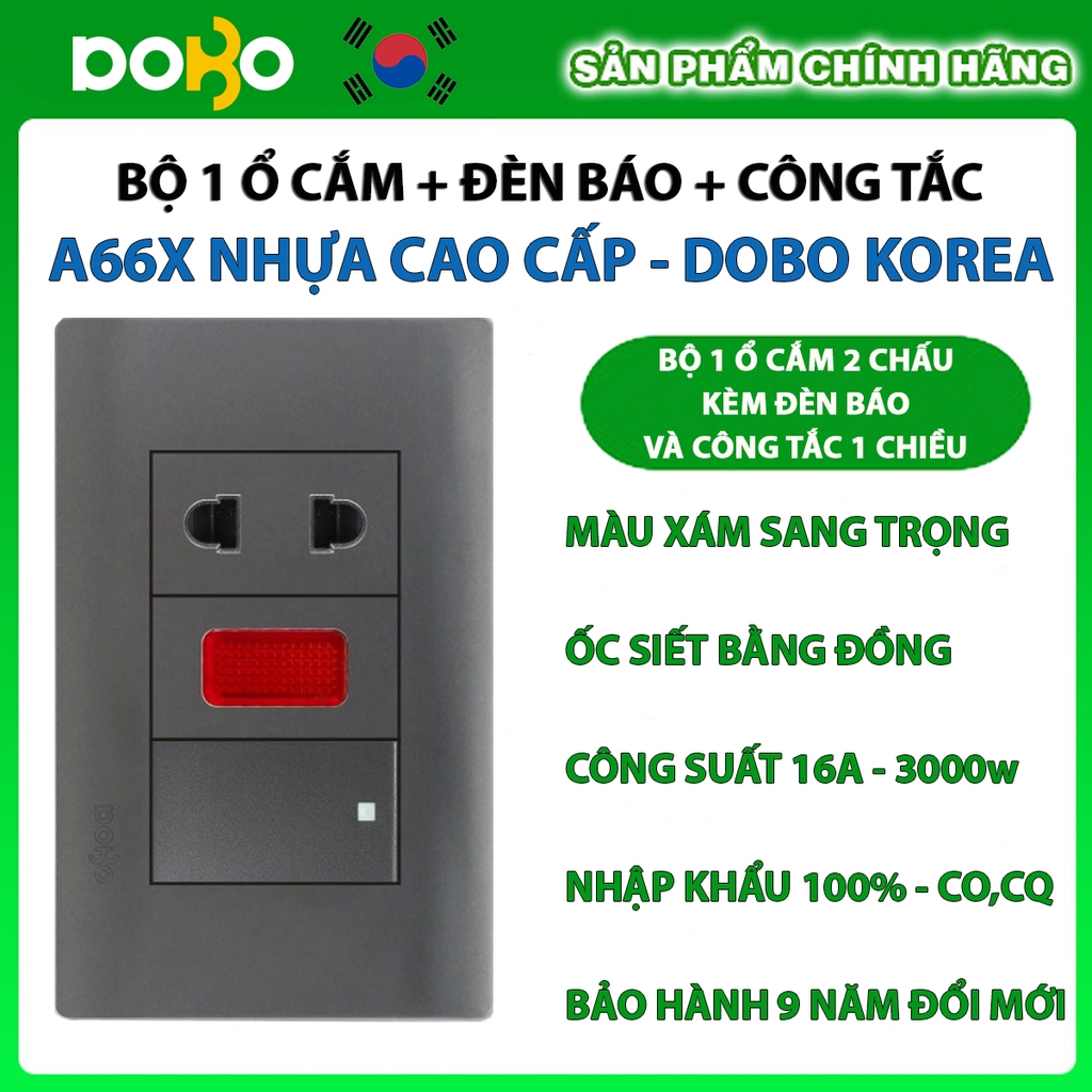 Bộ ổ cắm điện, công tắc điện A66X cao cấp DoBo Hàn Quốc - Nhập khẩu chính hãng - bảo hành 9 năm