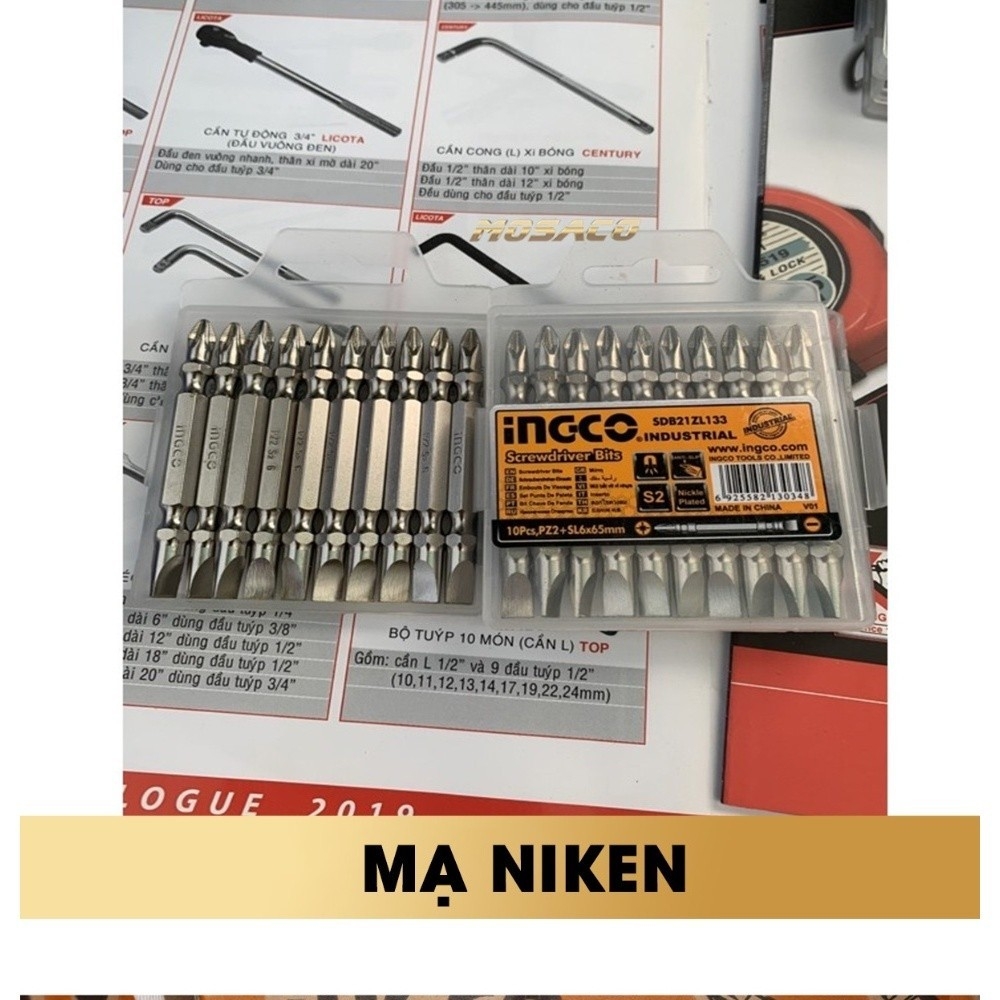 Vít đa năng INGCO 65mm, chất liệu thép công nghiệp S2, hai đầu vít, mạ niken, Vít chính hãng - Trang bị toàn diện