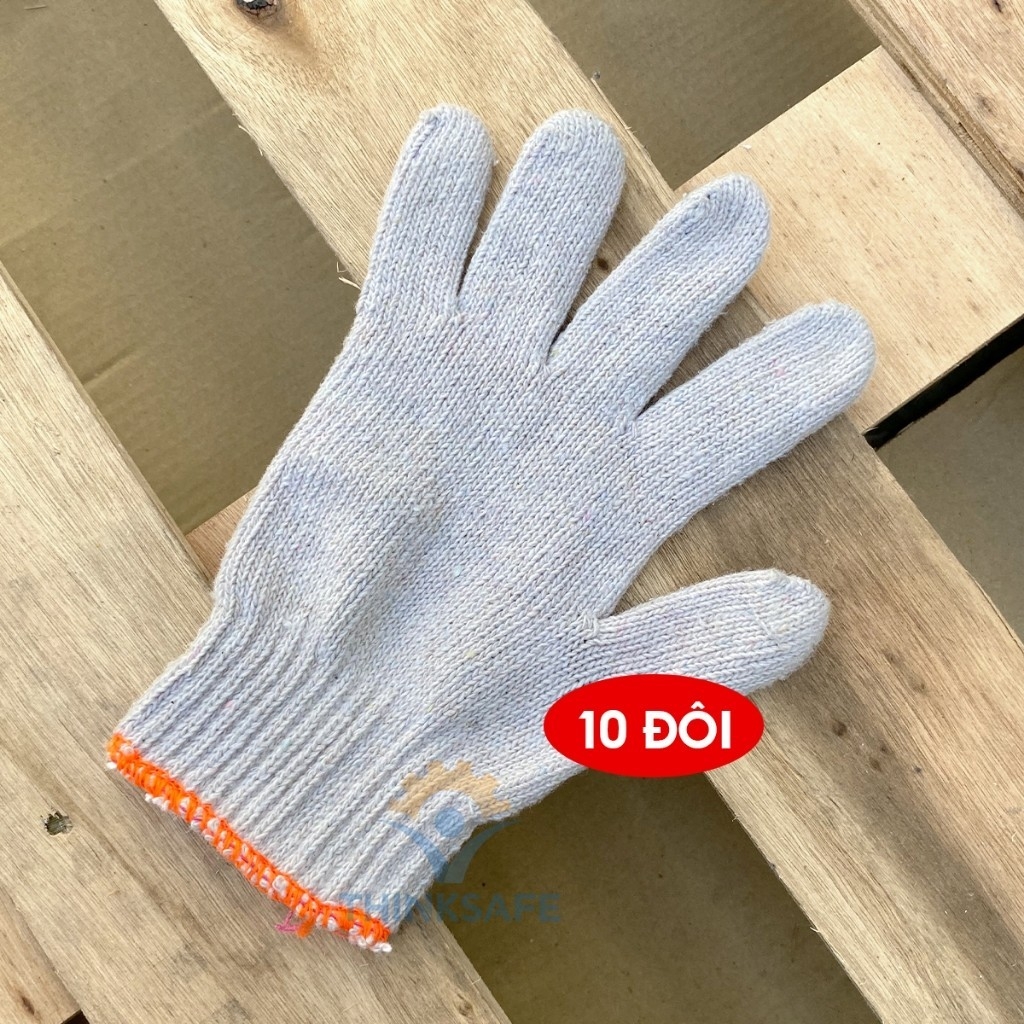 Combo 10 đôi găng tay len bảo hộ, găng tay lao động chất cotton thoáng khí, Bao tay làm vườn dày dặn-Tảng bị toàn diện