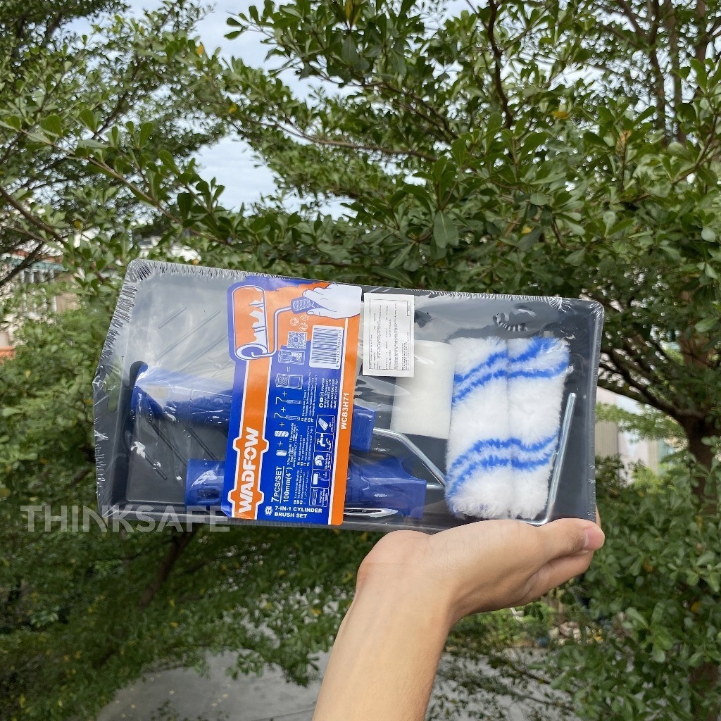 Bộ khay và con lăn sơn 7 trong 1 Wadfow WCB3H71 gồm khung lăn hình trụ vỏ lăn polyester khay sơn