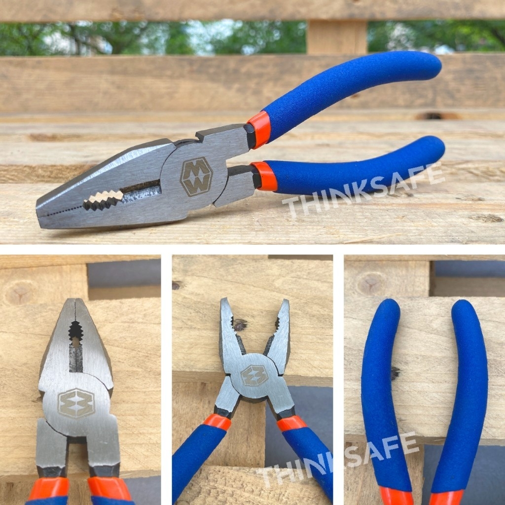 Kìm răng Wadfow nhiều kích thước 4.5 inch - 8 inch phủ dầu bóng chống gỉ tay cầm nhựa, Kìm điện chính hãng