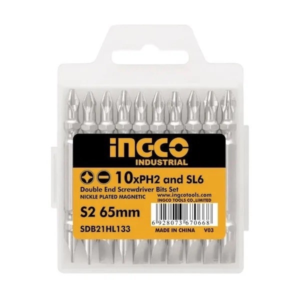Vít đa năng INGCO 65mm, chất liệu thép công nghiệp S2, hai đầu vít, mạ niken, Vít chính hãng - Trang bị toàn diện