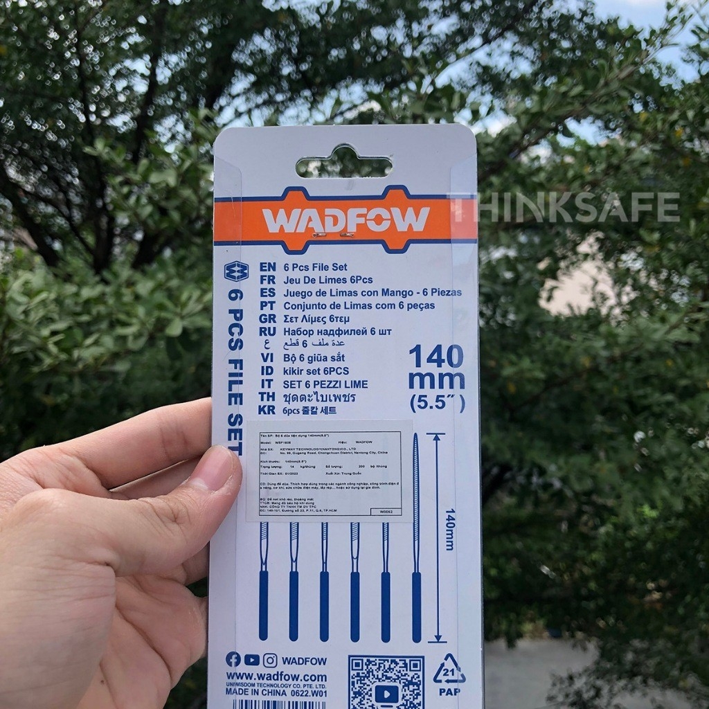 Bộ 6 giũa tiện dụng Wadfow WSF1606 kích thước 140mm giũa sắt đa năng gồm giũa phẳng tròn bán nguyệt vuông tam giác dẹp