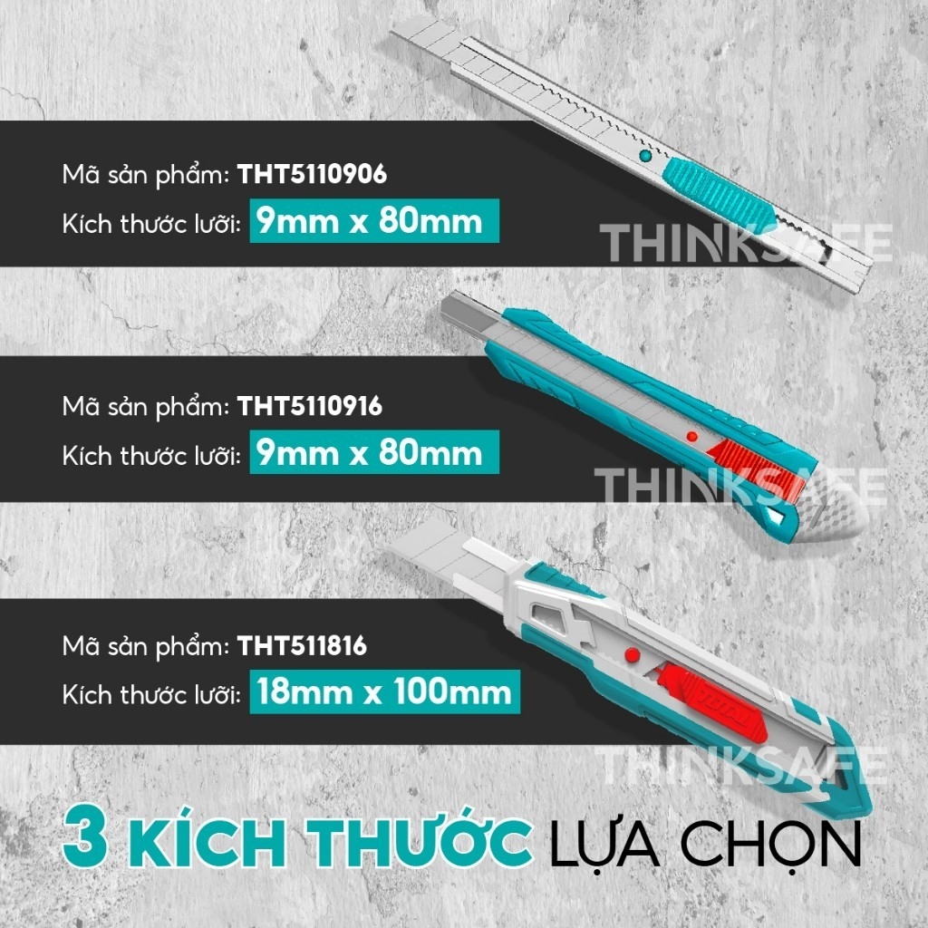 Dao rọc giấy Total lưỡi dao SK5, Nhiều kích thước, dùng cắt giấy, băng keo, rọc thùng Bút rọc giấy, điêu khắc gỗ