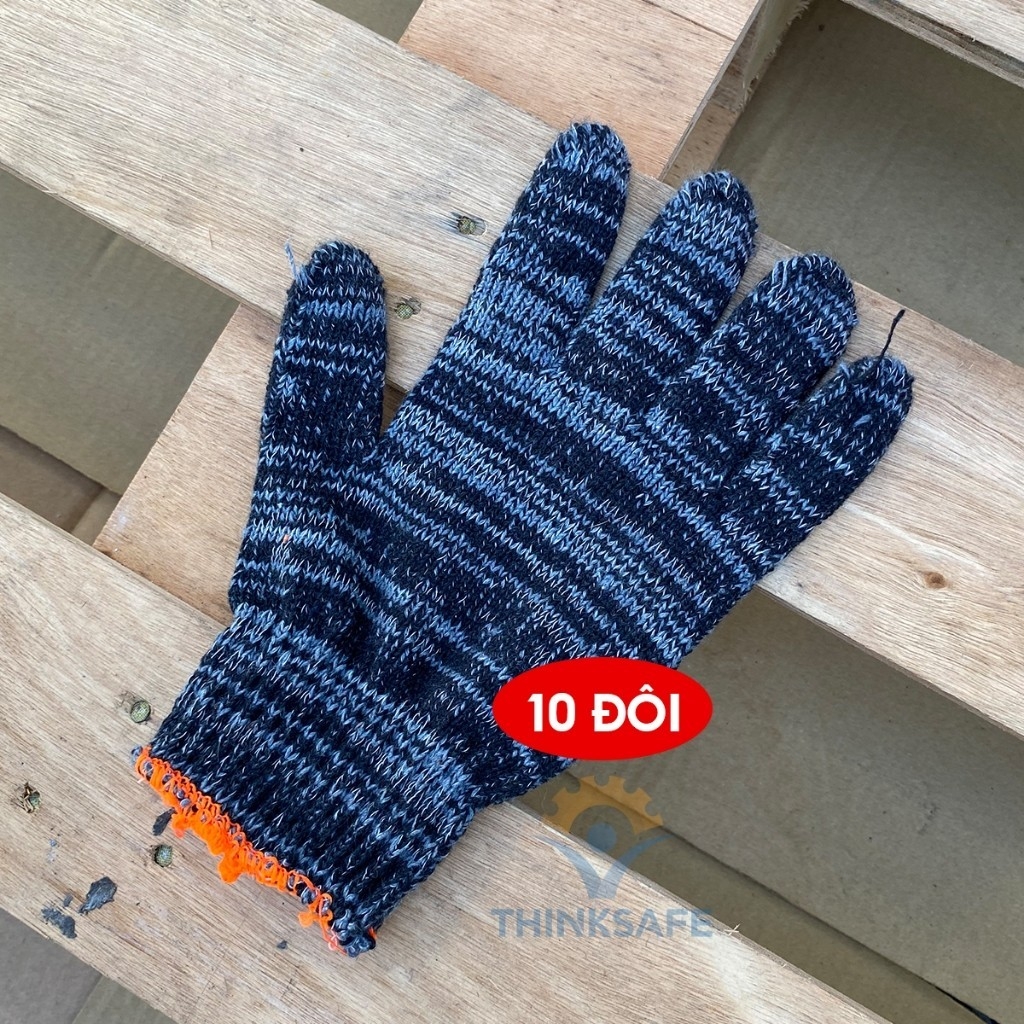 Combo 10 đôi găng tay len bảo hộ, găng tay lao động chất cotton thoáng khí, Bao tay làm vườn dày dặn-Tảng bị toàn diện