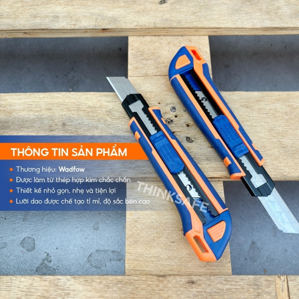 Dao rọc giấy Wadfow nhiều kích thước 132 - 168mm kèm lưỡi SK5 kích thước lưỡi 18x100mm và 9x80mm - Trang bị toàn diện