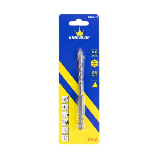 Mũi khoan đa năng lục giác KingBlue KBH2F kích thước 4 - 12mm, dài 95mm, khoan tường, gạch men, đá, kính, bê tông, sắt