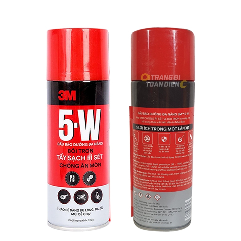 Chai dầu chống rỉ sét 3M 5W, bình xịt bảo dưỡng chống ăn mòn, bôi chơn, sửa chữa các vết rỉ sét - Trang bị toàn diện
