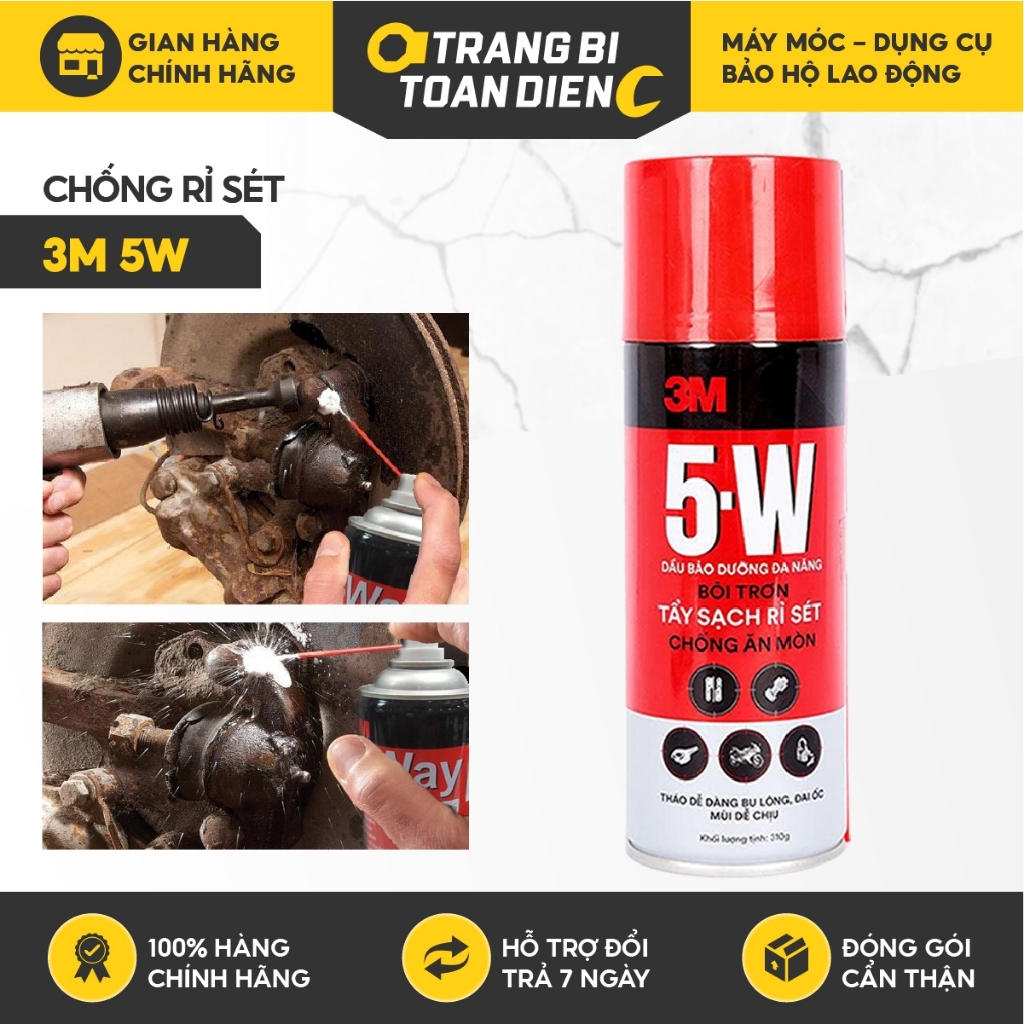 Chai dầu chống rỉ sét 3M 5W, bình xịt bảo dưỡng chống ăn mòn, bôi chơn, sửa chữa các vết rỉ sét - Trang bị toàn diện