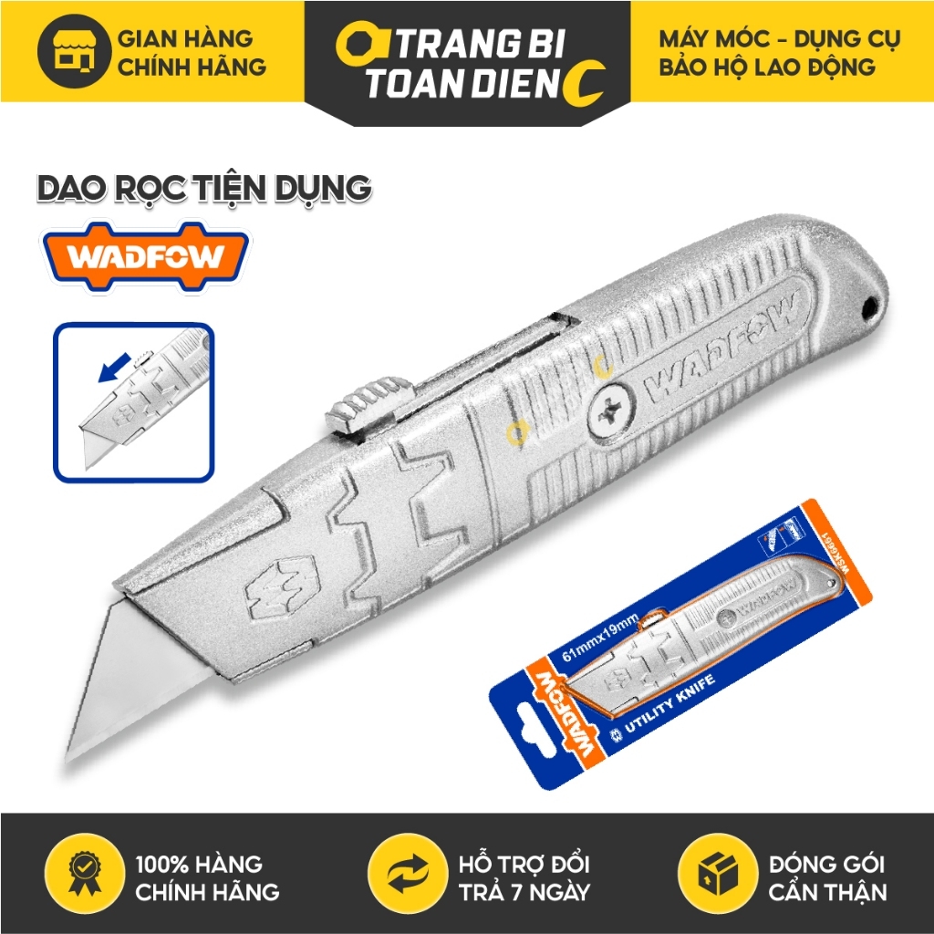 Dao rọc giấy Wadfow WSK6661 tiện dụng 150mm tự động khóa thân hợp kim nhôm kèm lưỡi SK5 19x61mm