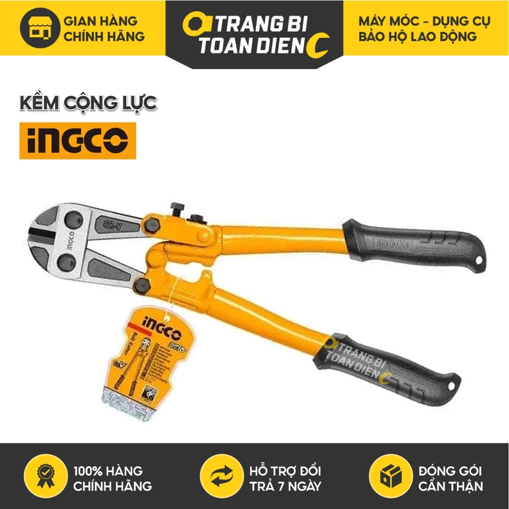 Kìm cộng lực 14-24 inch INGCO HBC1814, Cắt tối đa 7mm - 10mm, Tay cầm thoải mái, Chính hãng - Trang bị toàn diện