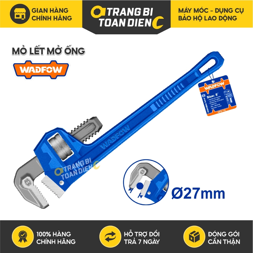 Mỏ lết mở ống Wadfow nhiều kích thước đầu răng kềm rèn bằng thép carbon chất lượng cao chính hãng