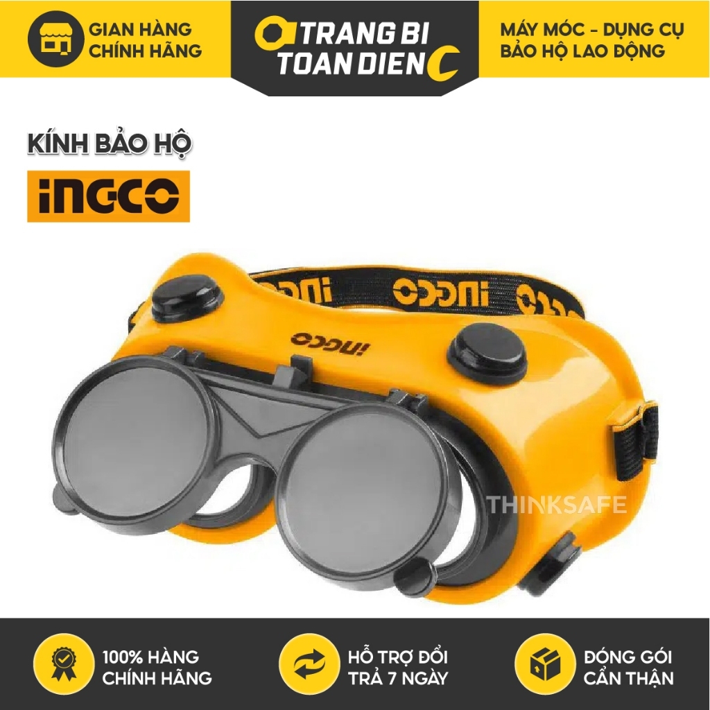 Kính bảo hộ INGCO HSGW01 với thiết kế linh hoạt, khóa mở gần, thông gió, và ống kính rõ ràng - Trang bị toàn diện