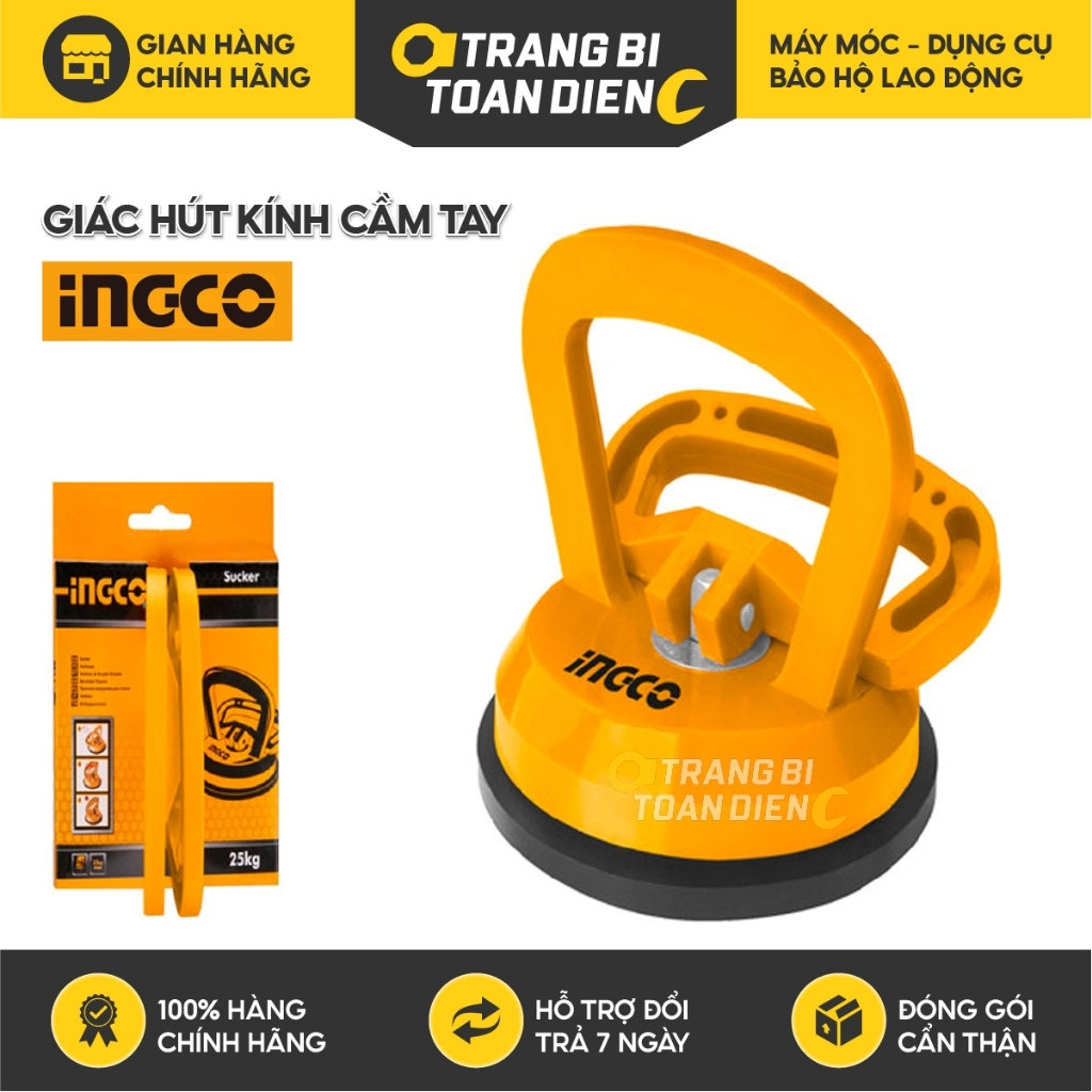 Giác hút kính INGCO HSU012501, Tay cầm ABS, đường kính 115mm, Hút tối đa 25kg - Trang bị toàn diện