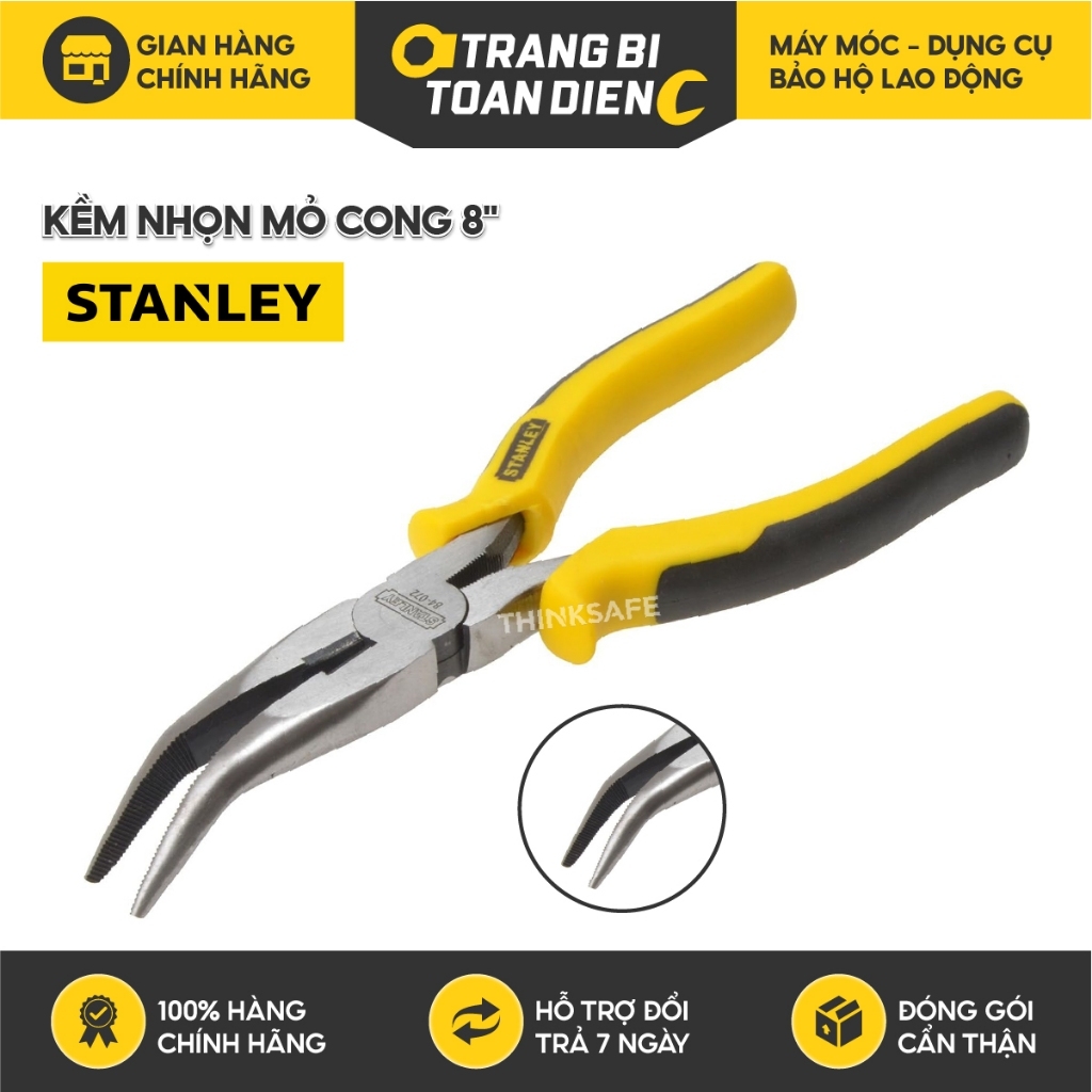 Kìm mỏ nhọn mũi cong Stanley 84-072 dài 200mm chất liệu thép hợp kim dùng để cắt, uốn cong - Trang bị toàn diện