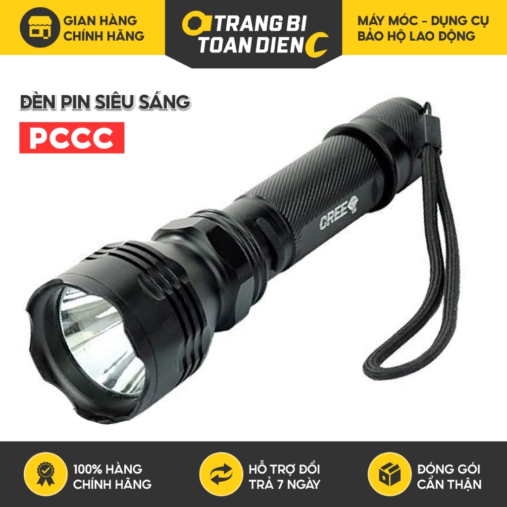 Đèn pin Pccc siêu sáng cỡ lớn tiêu chuẩn IPX4 loại sạc điện, siêu bền - Trang bị toàn diện