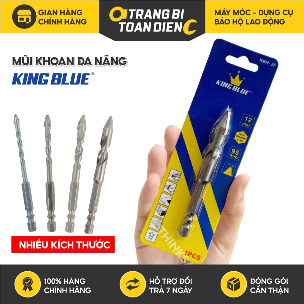 Mũi khoan đa năng lục giác KingBlue KBH2F kích thước 4 - 12mm, dài 95mm, khoan tường, gạch men, đá, kính, bê tông, sắt