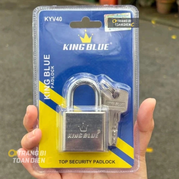 Ổ khóa KingBlue KYV40 kích thước 40mm, chất liệu cùm thép ruột đồng chất lượng, bảo vệ tài sản khóa cửa, kho xưởng