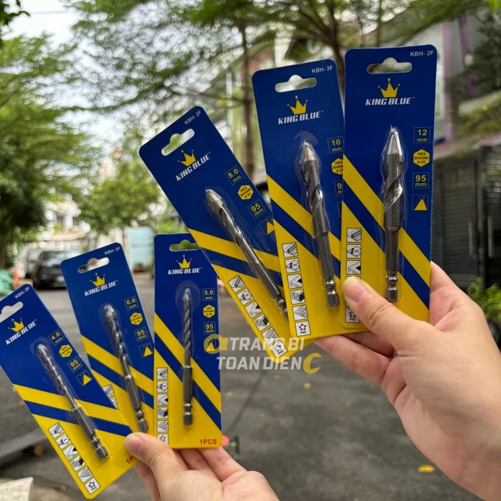Mũi khoan đa năng lục giác KingBlue KBH2F kích thước 4 - 12mm, dài 95mm, khoan tường, gạch men, đá, kính, bê tông, sắt