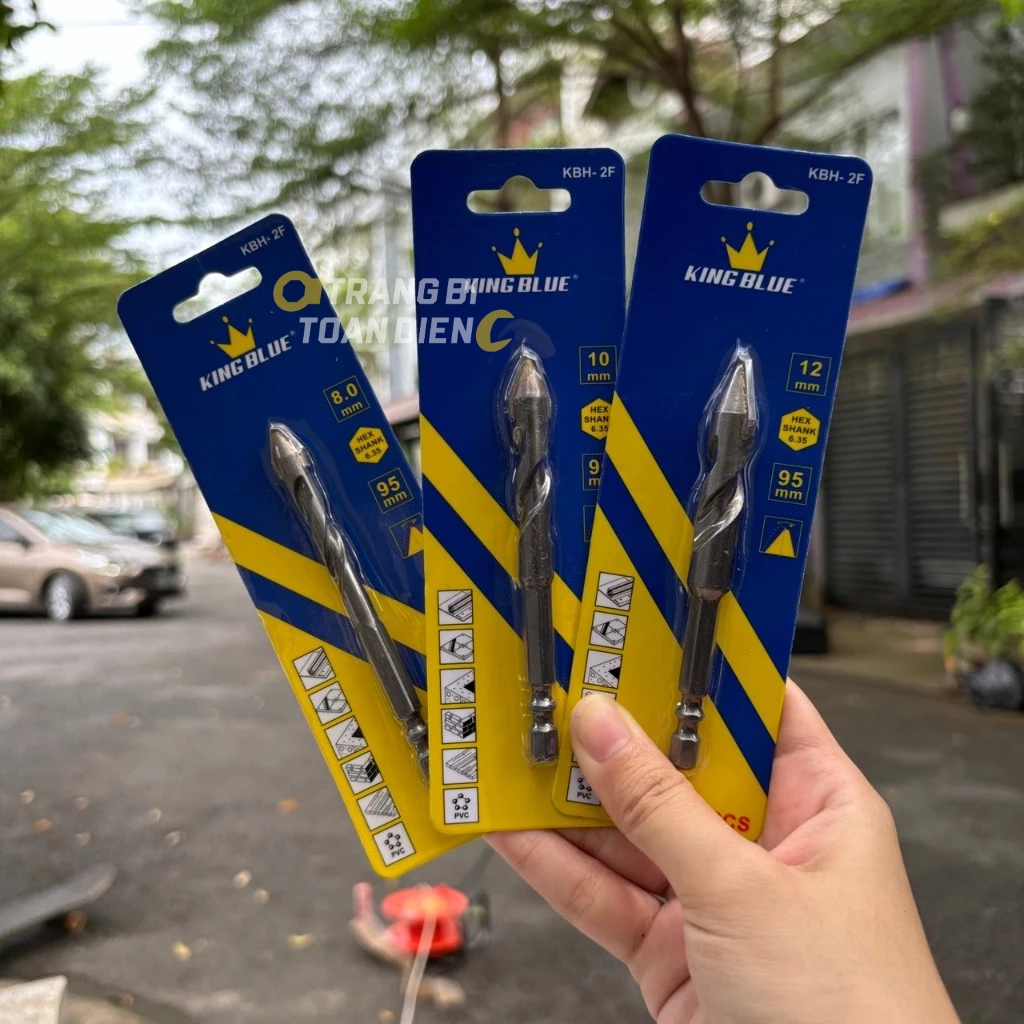 Mũi khoan đa năng lục giác KingBlue KBH2F kích thước 4 - 12mm, dài 95mm, khoan tường, gạch men, đá, kính, bê tông, sắt