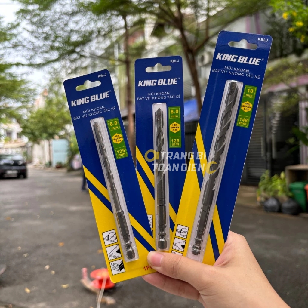 Mũi khoan bê tông không tắc kê mũi đa năng, đầu lục giác KingBlue hai cạnh mẫu mới chất lượng, số lượng 1