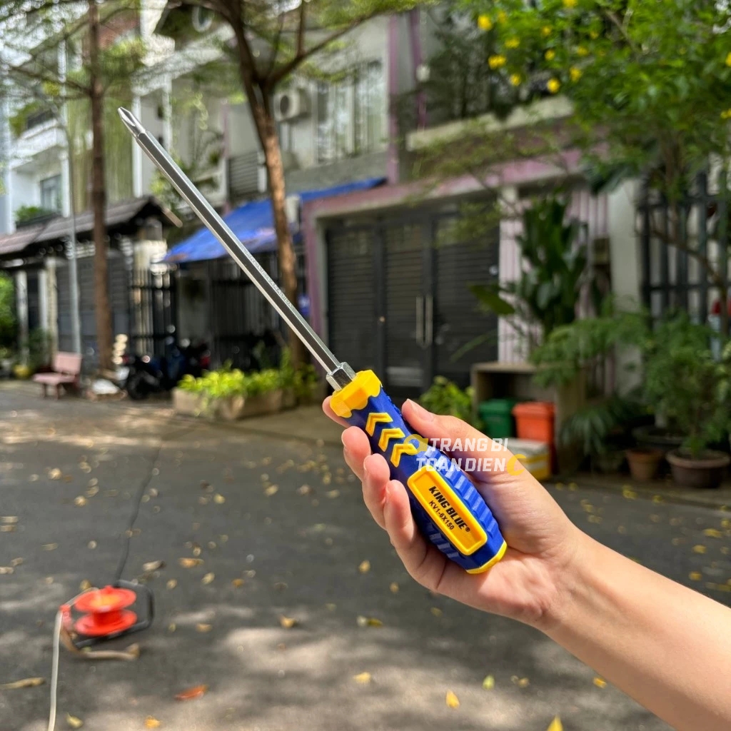 Tua vít 2 đầu PH2 KingBlue KV1 kích thước 6x100/ 6x150/ 6x200 mm, thép CRV, tuốc nơ vít đa năng 2 đầu dẹp và bake