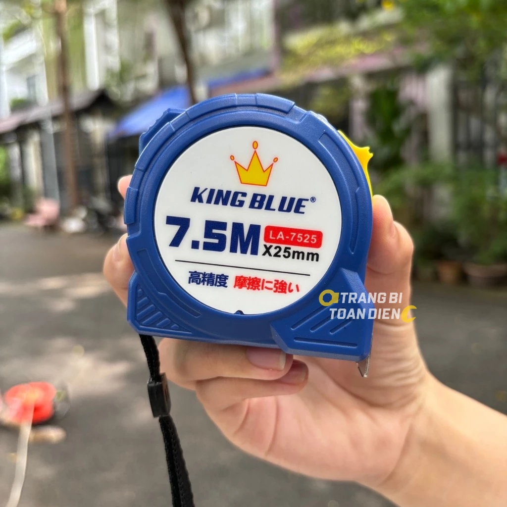 Thước cuộn KingBlue LA-50.25/ LA-100.25 rộng 25mm, dài 5 - 10 mét, vỏ nhựa ABS thước kéo thép, thước mét đo lường