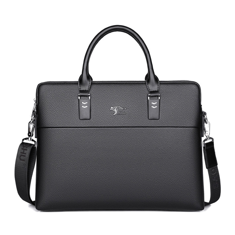 Cặp da công sở đựng Laptop Saqidaishu da vân kèm 2 ngăn kép