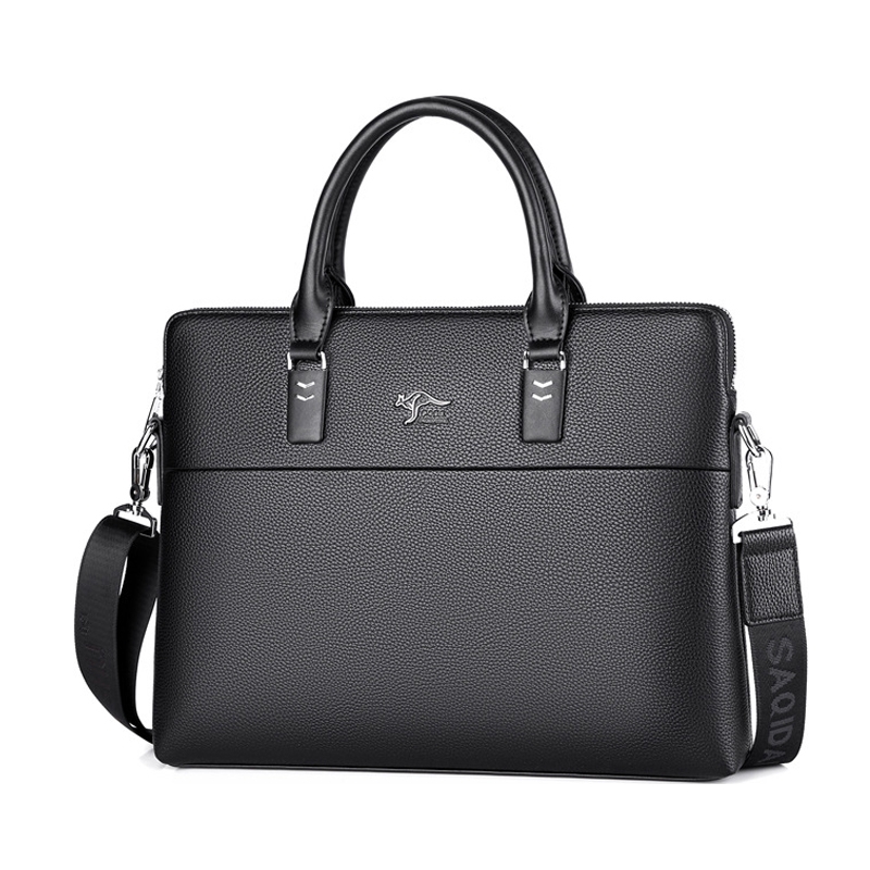 Cặp da công sở đựng Laptop Saqidaishu da vân kèm 2 ngăn kép