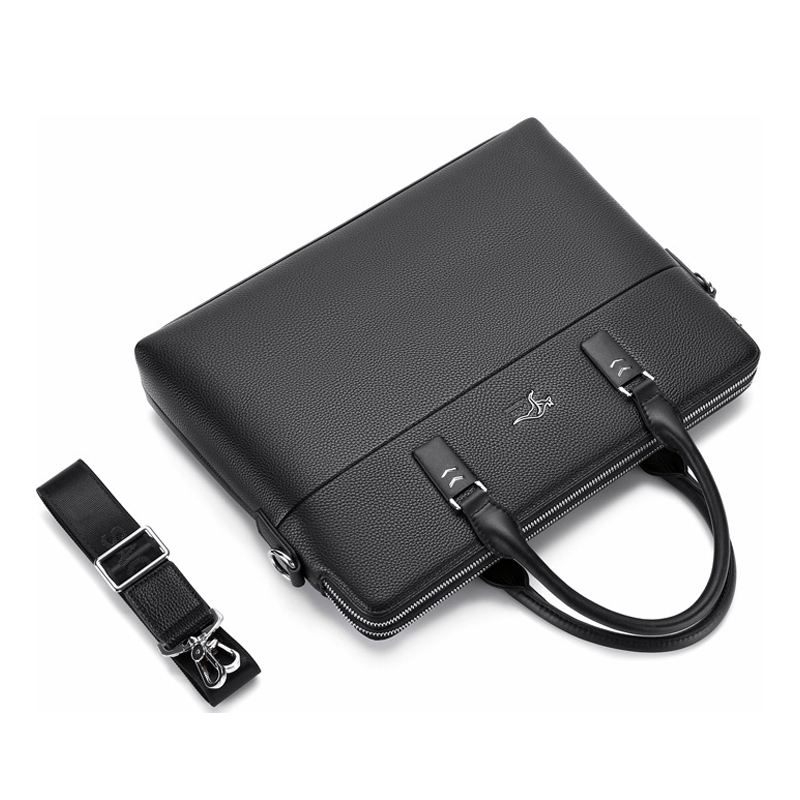 Cặp da công sở đựng Laptop Saqidaishu da vân kèm 2 ngăn kép