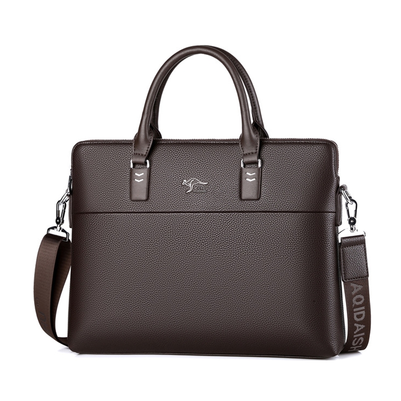 Cặp da công sở đựng Laptop Saqidaishu da vân kèm 2 ngăn kép