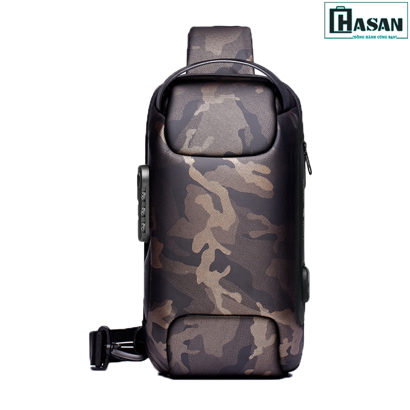 Túi đeo chéo WEIXIER phong cách thể thao, khóa mật mã kèm cáp sạc ẩn cao cấp